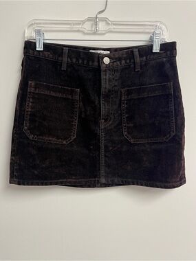 COS Dark Brown Corduroy Mini Skirt with Front Patch Pockets